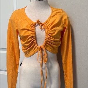 Free People Beach orange cropped long sleeve top Sz S